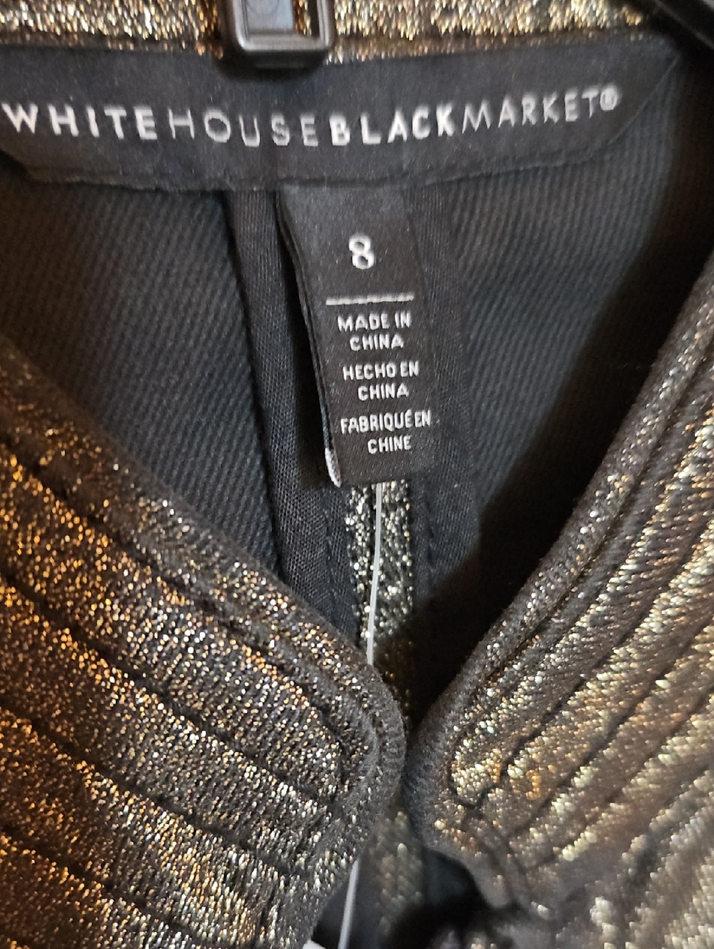 White House Black Market Metallic Gold Women's Moto Jacket - Picture 2 of 9